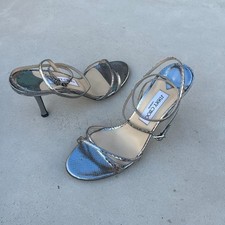 Usado, Jimmy Choo | Salto com tiras de couro design crocodilo prata metálica (40) comprar usado  Enviando para Brazil
