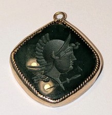 Pingente antigo de relógio Intaglio ônix verde folheado a ouro comprar usado  Enviando para Brazil