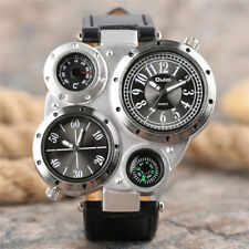 Relógio de quartzo masculino OULM exército militar fusos horários duplos mostrador grande pulseira de couro presente comprar usado  Enviando para Brazil