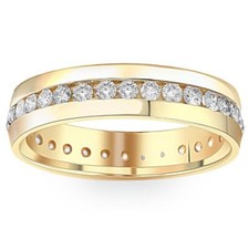 Conjunto de anel Eternity masculino de ouro amarelo 18K com canais de diamante 1 1/4 ct, usado comprar usado  Enviando para Brazil