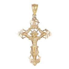 Pingente cruz 3D ouro amarelo 14k crucifixo INRI Jesus Cristo 1,4" 2 gramas comprar usado  Enviando para Brazil
