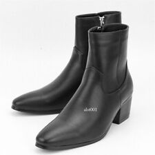 Botas Chelsea masculinas de couro com zíper salto pontudo botas de tornozelo botas de cano alto, usado comprar usado  Enviando para Brazil