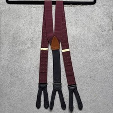 Suspensórios Paul Stuart Borgonha Couro Preto Acabamento Y-Back Braces Masculinos Formalwear comprar usado  Enviando para Brazil