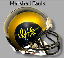 MINICAPACETE DE FUTEBOL AMERICANO RAMS AUTOGRAFADO ASSINADO POR MARSHALL FAULK com certificado de autenticidade comprar usado  Enviando para Brazil
