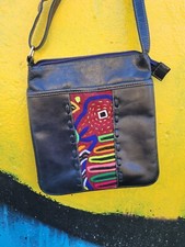 Bolsa de ombro de couro colombiana tinta profunda azul preta comprar usado  Enviando para Brazil