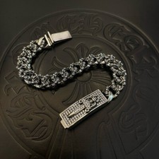Pulseira de prata unissex vintage S925 adaga cruzada corações cromados comprar usado  Enviando para Brazil