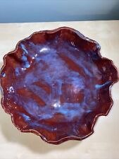 Tigela de frutas de cerâmica primitiva feita à mão esmalte vermelho azul comprar usado  Enviando para Brazil