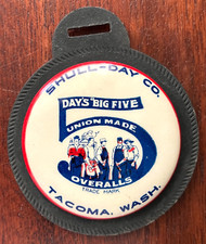 DAY'S BIG 5 MACACÕES Relógio Publicitário Celulóide Fob/Espelho de Bolso, Tacoma WA comprar usado  Enviando para Brazil