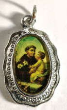 Usado, Pingente medalha vintage metal prata Saint Antonio bebê Jesus colo comprar usado  Enviando para Brazil