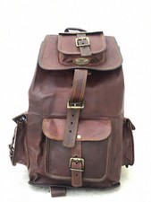 20" Cuero Genuino Vintage Mochila Hombre Portátil Bolsa Viaje Exterior Escolar, usado comprar usado  Enviando para Brazil