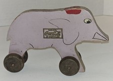 * Início * Brinquedo de puxar elefante de madeira Coca Cola * Muito bom estado * comprar usado  Enviando para Brazil