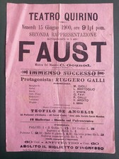 Usado, Volantino Teatro Quirino 1900 Faust Ruggero Galli Teofilo De Angelis comprar usado  Enviando para Brazil