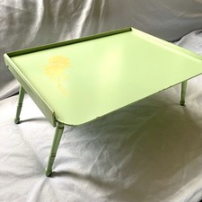 Antigo 1950's Madeira Café da Manhã Cama Lap Bandeja Cavalete Pernas Dobráveis Floral Espuma do Mar Verde, usado comprar usado  Enviando para Brazil