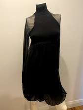 Vestido balão JEAN PAUL GAULTIER preto lã seda malha manga folhada novo sem etiquetas G comprar usado  Enviando para Brazil