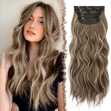 FESHFEN Clip-In Przedłużanie włosów 50 cm Faliste Ciemnoszare Blond, używany na sprzedaż  PL