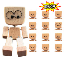 Novo boneco de madeira agitado decoração desktop e carro com 12 expressões magnéticas, usado comprar usado  Enviando para Brazil