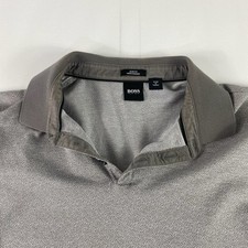 Camisa polo masculina Hugo Boss média fina cinza geométrica manga curta leve, usado comprar usado  Enviando para Brazil