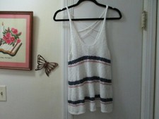 Blusa de malha American Eagle Outfitters branca com listras gola redonda sem mangas tamanho M comprar usado  Enviando para Brazil