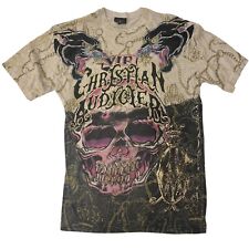 Vintage Anos 90 Y2K Christian Audigier Rosa Bege CAVEIRA TIGRE Embelezado Streetwea comprar usado  Enviando para Brazil