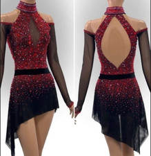 Vestido de patinação artística competição meninas vestidos de patinação no gelo preto personalizado, usado comprar usado  Enviando para Brazil