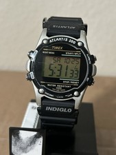 Antigo Timex Atlantis 100 Relógio Masculino 40mm Indiglo Preto Tom Prata Pulseira de Resina Preta comprar usado Antigo Timex Atlantis 100 Relógio Masculino 40mm Indiglo Preto Tom Prata Pulseira de Resina Preta comprar usado  Enviando para Brazil