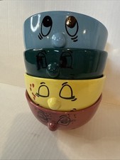 Lote 4 Livingware Collection Dolce Vita Sopa Salada Tigelas 3D Rostos Engraçados Cerâmica, usado comprar usado  Enviando para Brazil