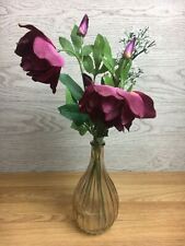 Jarrón de vidrio con flores artificiales moradas y blancas  segunda mano  Embacar hacia Mexico