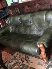Vintage green leather for sale  SALFORD