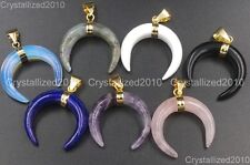 Piedras Preciosas Naturales Buey Cuerno Largo Toro Reiki Chakra Curación Colgante Cuentas Doradas segunda mano  Embacar hacia Mexico