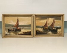 Par de pinturas de barco de pesca a veleiro meados do século praia costeira assinada Bon… comprar usado  Enviando para Brazil