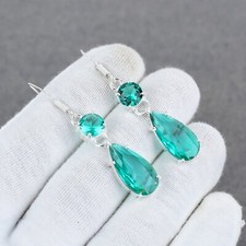 Brinco de prata esterlina 925 feito à mão com pedra preciosa turmalina verde, usado comprar usado  Enviando para Brazil