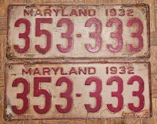 1932 maryland license for sale  New Market