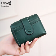 Bolsa de dinheiro feminina de couro RFID feminina curta pequena porta-moedas botão carteira comprar usado  Enviando para Brazil