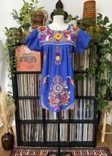 Vintage blue embroidered for sale  KING'S LYNN