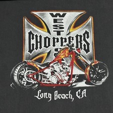 Camiseta Vintage West Coast CHOPPERS Logotipo Central Long Beach CA (L) Ponto Único, usado comprar usado  Enviando para Brazil