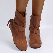 Usado, Botas femininas de inverno salto baixo trabalho escolar com zíper no tornozelo liso plus size comprar usado  Enviando para Brazil