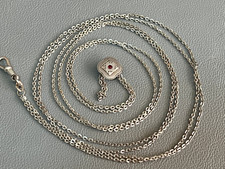 Corrente de relógio de bolso Victorian Hallmark 800 prata muito longa com pedra deslizante rubi, usado comprar usado  Enviando para Brazil