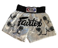 Shorts Fairtex Muay Thai tamanho grande kickboxing MMA UFC academia de luta falha branca comprar usado  Enviando para Brazil