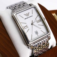 Emporio Armani relógio operacional masculino quartzo analógico data quadrado aço inoxidável vinil comprar usado  Enviando para Brazil