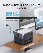 EcoFlow River 2 MaxPower Station 512Wh gerador solar externo portátil multiuso comprar usado  Enviando para Brazil