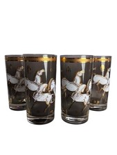 4 Vintage MCM Culver Ming Smokey Stallion Horse Gold 5.5" ÓCULOS HIGHBALL comprar usado  Enviando para Brazil