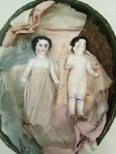 Par de bonecas Frozen Charlotte antigas de 5,25 pol. com guarda-roupa Alemanha c1870-1900 com chip comprar usado  Enviando para Brazil