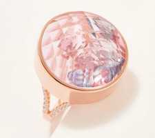 Anel flutuante caleidoscópio prata esterlina Diamonique roseclad pedra, tamanho 4 comprar usado  Enviando para Brazil