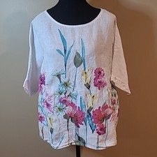 Blusa VIOLA BORGHI Linho Estampa Floral, Manga Curta Dolman, Ajuste Oversized comprar usado  Enviando para Brazil