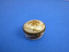 Caixa de bugigangas vintage pintada à mão de porcelana dourada ornamentada França comprar usado  Enviando para Brazil