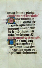 Folha de manuscrito BoH iluminada Ca.1470, latim, 3 iniciais de ouro, escrita vermelha, França comprar usado  Enviando para Brazil