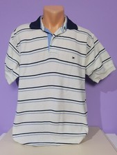 Tommy Hilfiger koszulka polo paski biała Medium/Large 100% bawełna na sprzedaż  PL