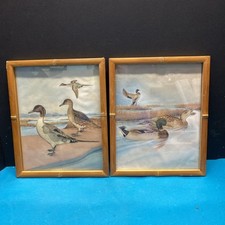 Par (2) Moldura Vintage Meio Século Rústica Madeira de Bambu Estilo 8"x10" Pato comprar usado  Enviando para Brazil