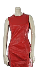 Mini vestido fino de couro vermelho sem mangas tamanho P, usado comprar usado  Enviando para Brazil