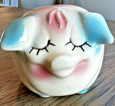 Cofrinho de cerâmica casco vintage rosa e azul com cortiça EUA HP Co 1958 comprar usado  Enviando para Brazil